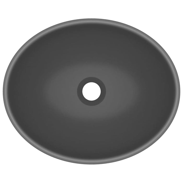 Luxury Basin Oval-shaped Matt Dark Grey 40x33 Cm Ceramic