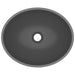 Luxury Basin Oval-shaped Matt Dark Grey 40x33 Cm Ceramic