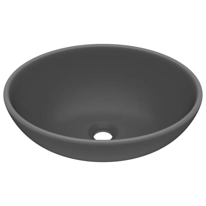 Luxury Basin Oval-shaped Matt Dark Grey 40x33 Cm Ceramic