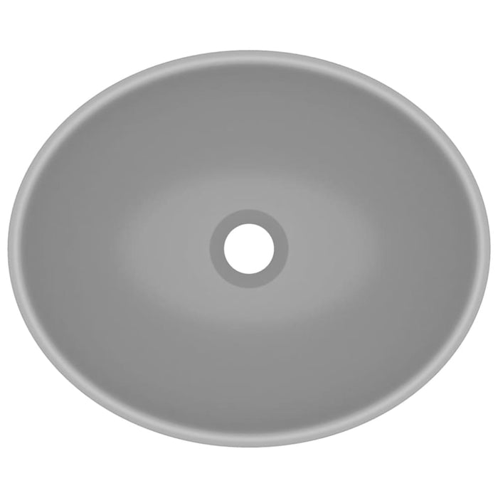 Luxury Basin Oval-shaped Matt Light Grey 40x33 Cm Ceramic
