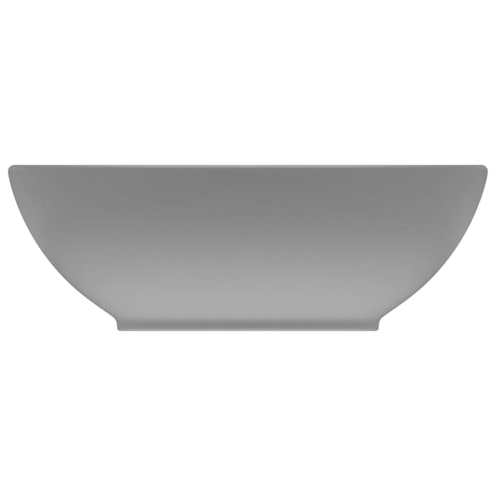 Luxury Basin Oval-shaped Matt Light Grey 40x33 Cm Ceramic
