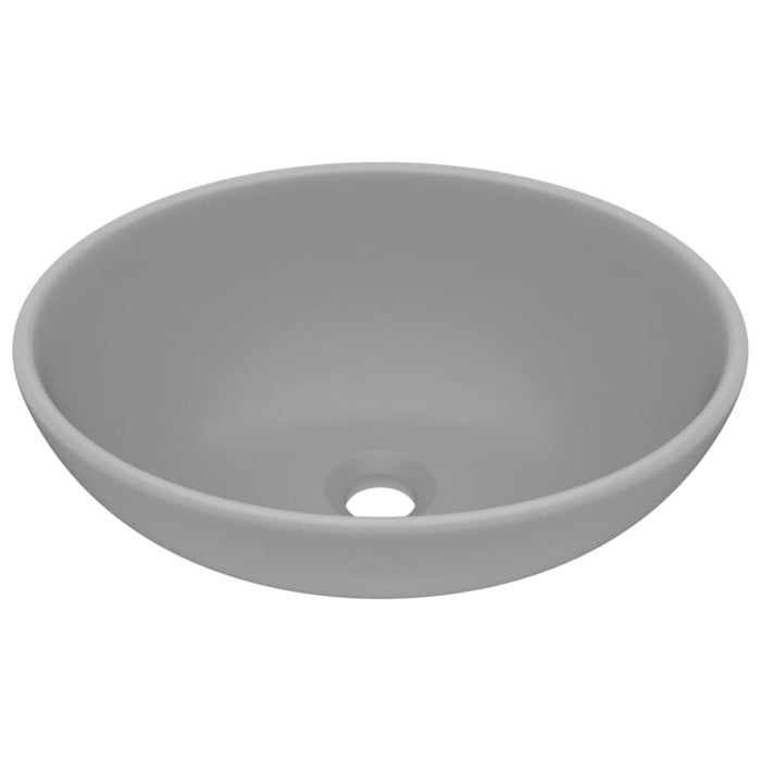 Luxury Basin Oval-shaped Matt Light Grey 40x33 Cm Ceramic