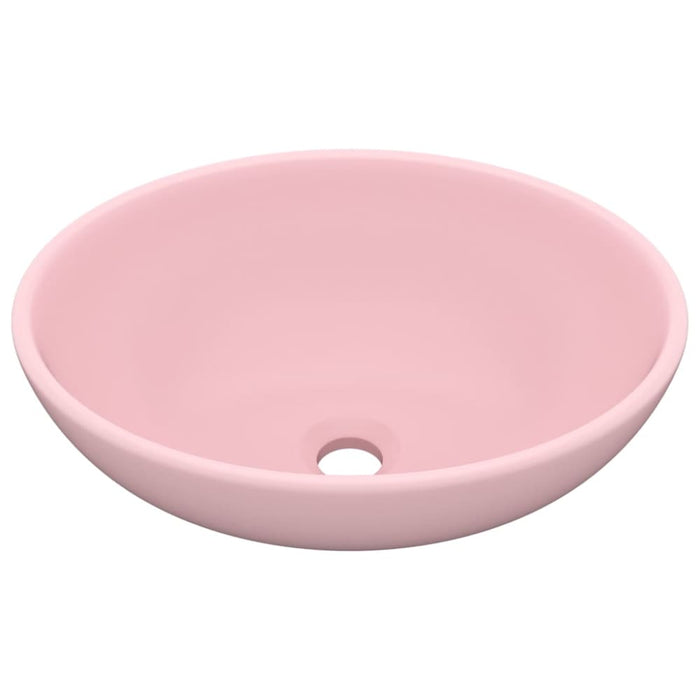 Luxury Basin Oval - shaped Matt Pink 40x33 Cm Ceramic Oalkxx