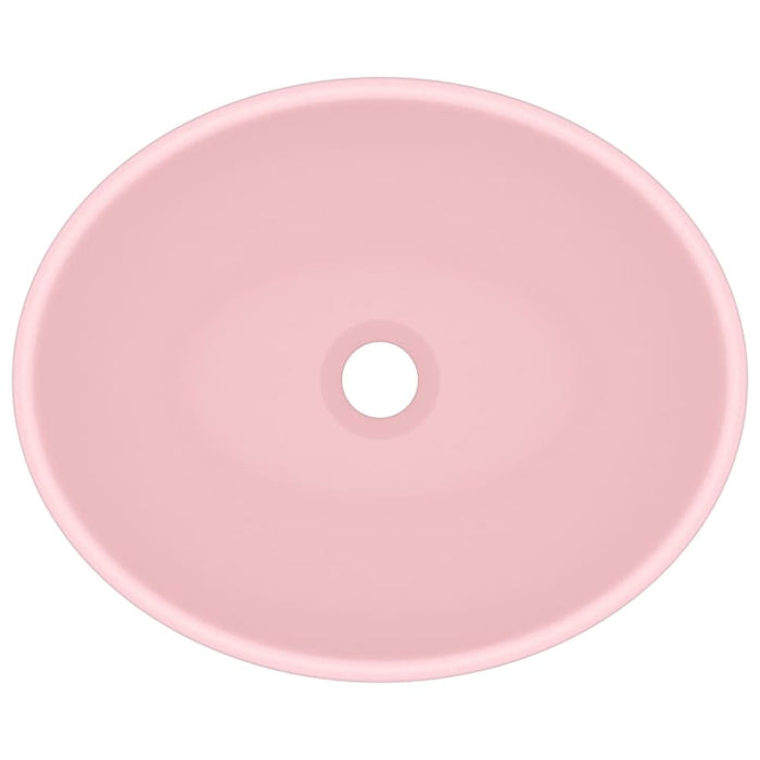 Luxury Basin Oval-shaped Matt Pink 40x33 Cm Ceramic Oalkxx