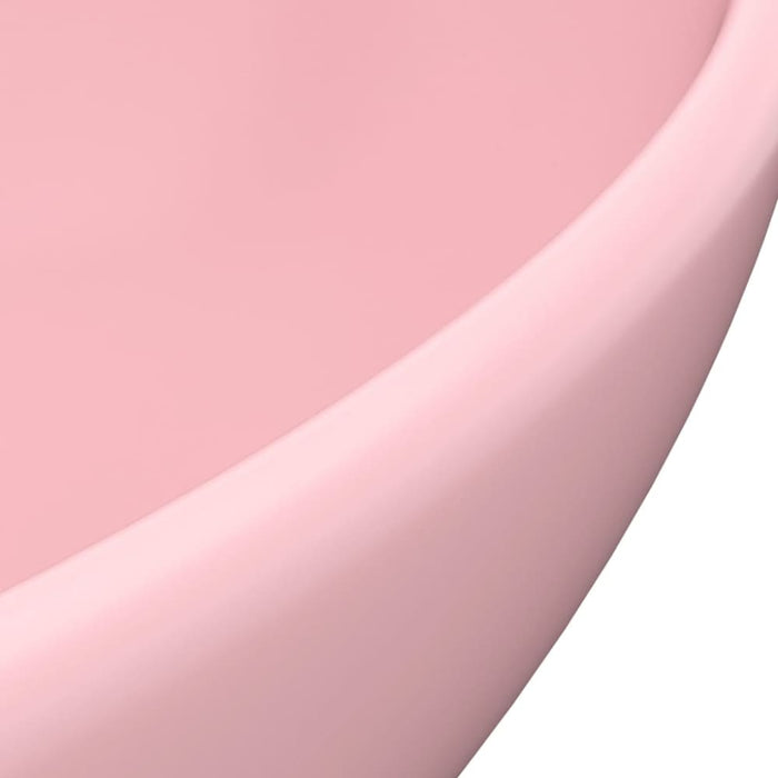 Luxury Basin Oval - shaped Matt Pink 40x33 Cm Ceramic Oalkxx