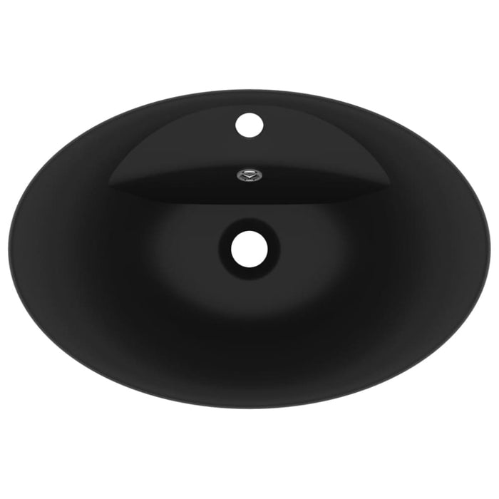 Luxury Basin Overflow Oval Matt Black 58.5x39 Cm Ceramic