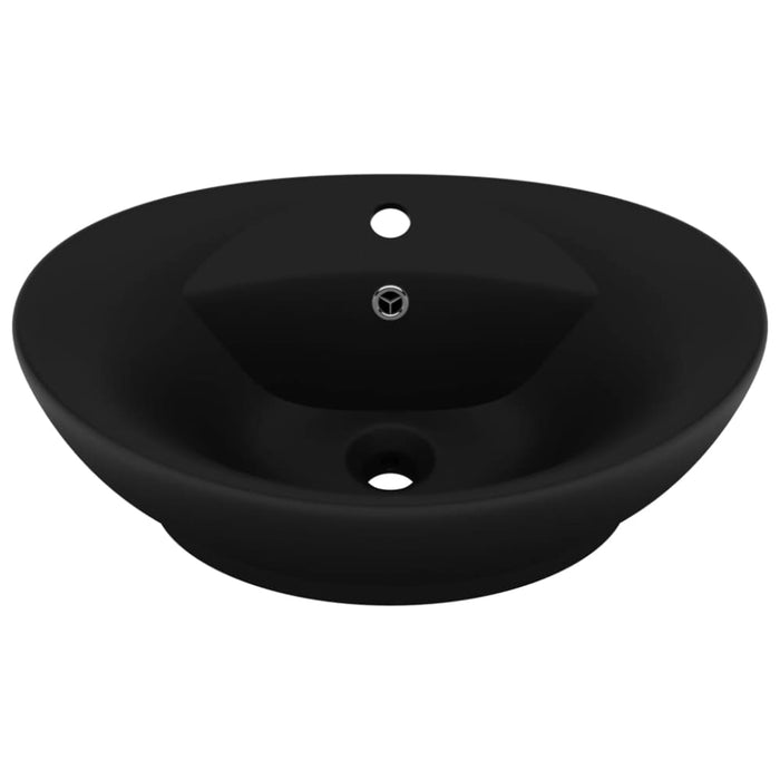 Luxury Basin Overflow Oval Matt Black 58.5x39 Cm Ceramic