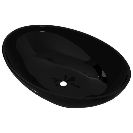 Luxury Ceramic Basin Oval - shaped Sink Black 40 x 33 Cm