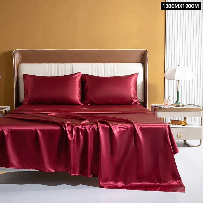Luxury Rayon Satin Fitted Sheet Set With Elastic Band