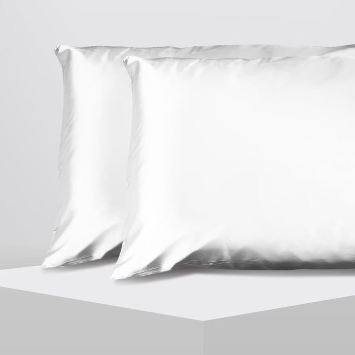 Luxury Satin Pillowcase Twin Pack Size with Gift Box - White