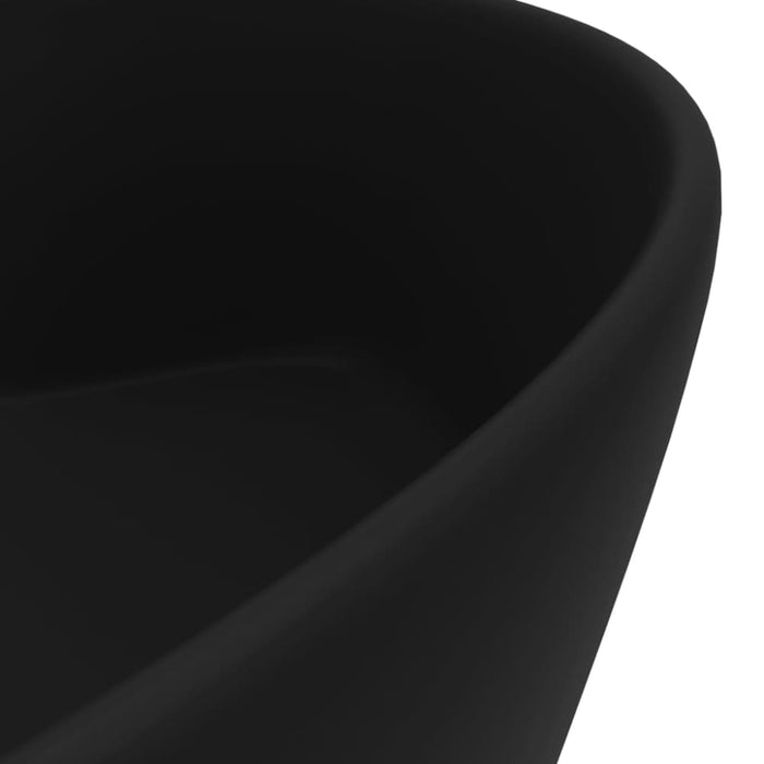 Luxury Wash Basin With Overflow Matt Black 36x13 Cm Ceramic