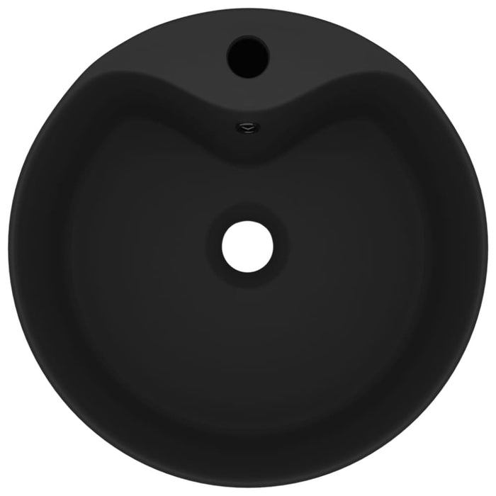 Luxury Wash Basin With Overflow Matt Black 36x13 Cm Ceramic