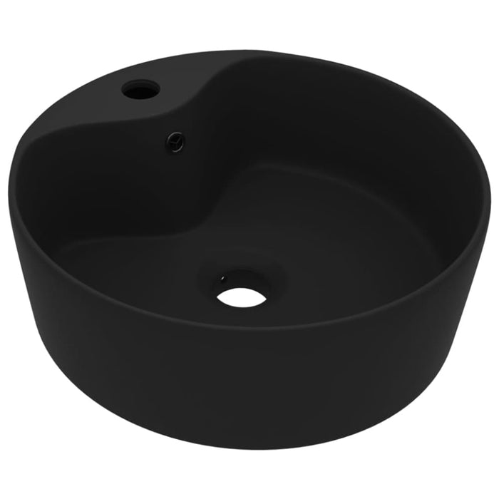 Luxury Wash Basin With Overflow Matt Black 36x13 Cm Ceramic