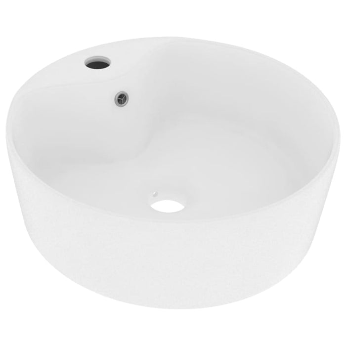 Luxury Wash Basin With Overflow Matt White 36x13 Cm Ceramic