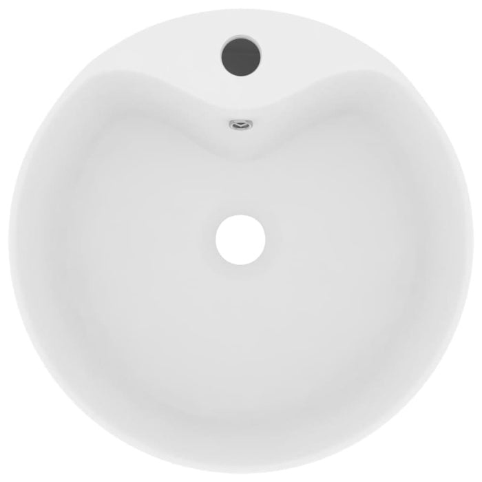 Luxury Wash Basin With Overflow Matt White 36x13 Cm Ceramic