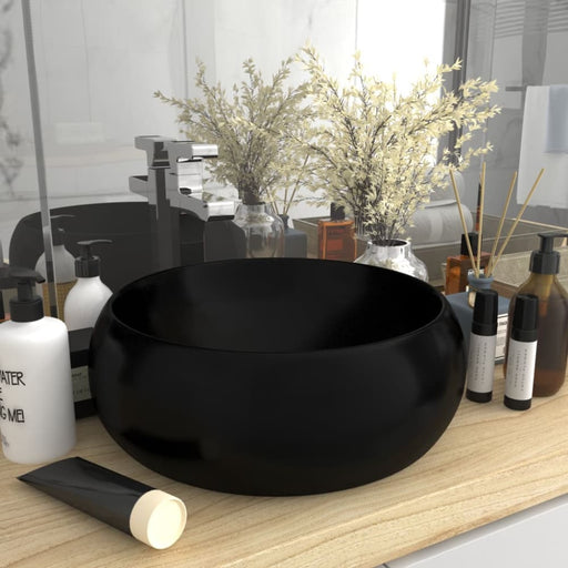 Luxury Wash Basin Round Matt Black 40x15 Cm Ceramic Oaibbn