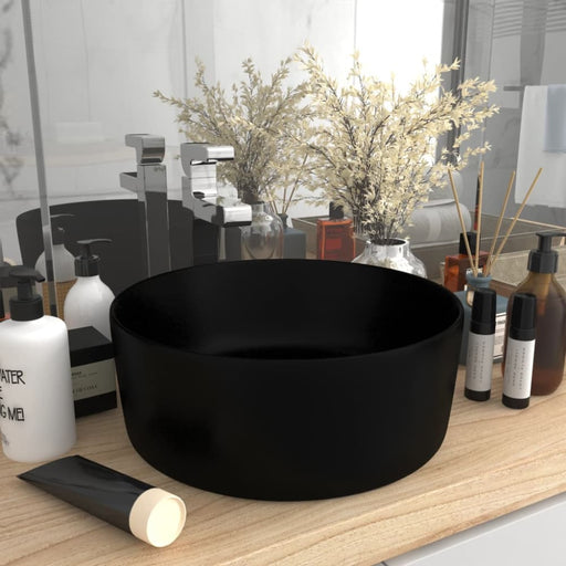 Luxury Wash Basin Round Matt Black 40x15 Cm Ceramic Oaibok