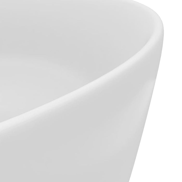 Luxury Wash Basin Round Matt White 40x15 Cm Ceramic Oaibbk