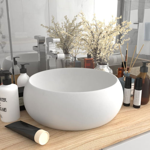 Luxury Wash Basin Round Matt White 40x15 Cm Ceramic Oalkkn