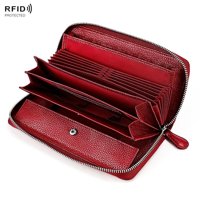 Lychee Texture Rfid Clutch With Zipper Fashionable