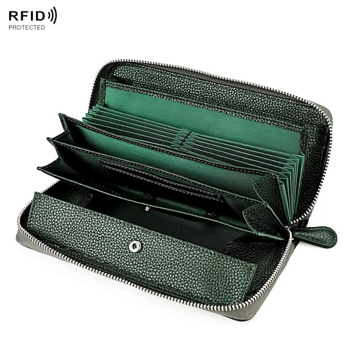 Lychee Texture Rfid Clutch With Zipper Fashionable