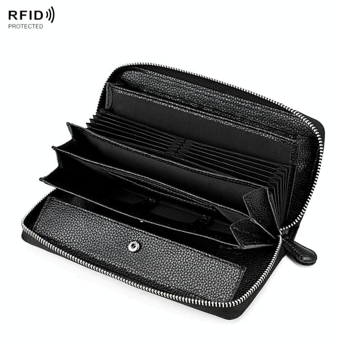 Lychee Texture Rfid Clutch With Zipper Fashionable