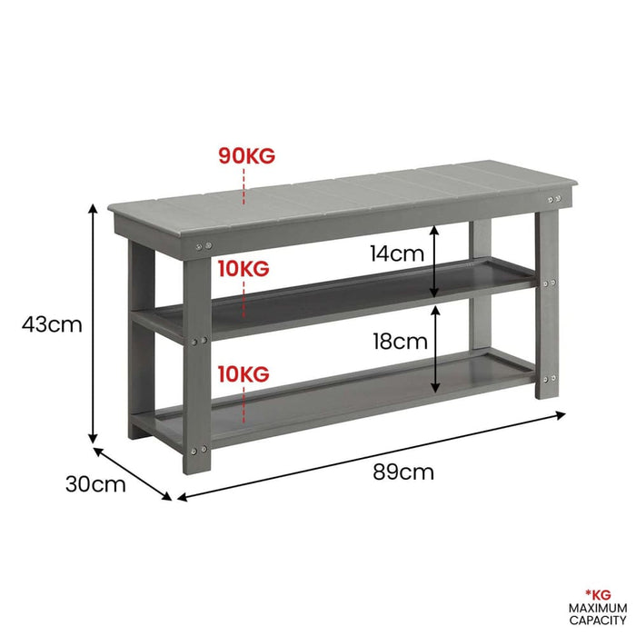 Maeve Shoe Storage Bench - Grey