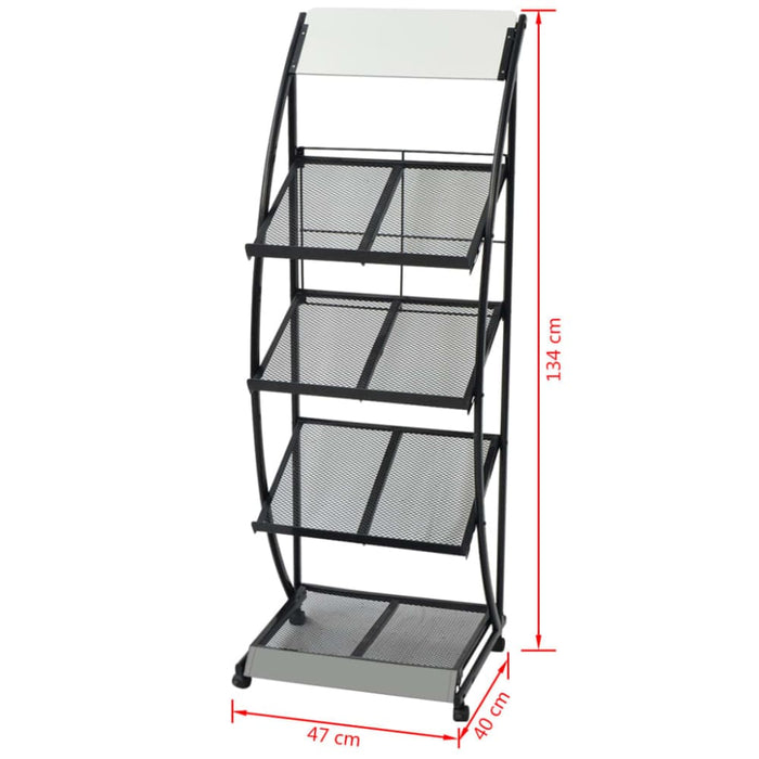 Magazine Rack 47x40x134 Cm Black and White A4 Tbbkk