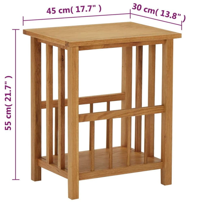 Magazine Table 45x35x55 Cm Solid Oak Wood Xnkont
