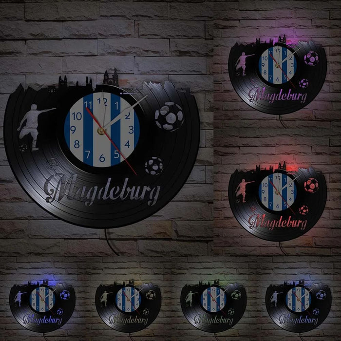 Magdeburg Cityscape Vinyl Record Wall Clock
