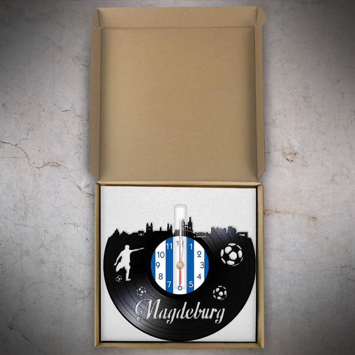 Magdeburg Cityscape Vinyl Record Wall Clock