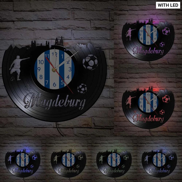 Magdeburg Cityscape Vinyl Record Wall Clock