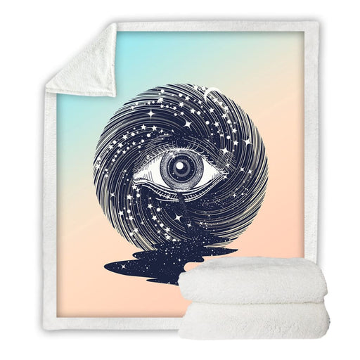Magic Eye Sherpa Throw Blanket Galaxy Stars Bedspread