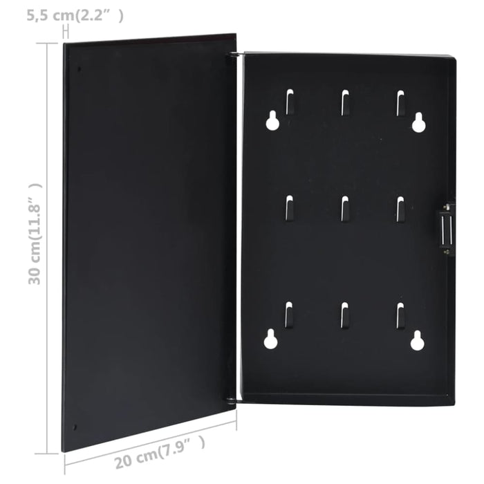 Key Box with Magnetic Board Black 30x20x5.5 Cm Txxiik