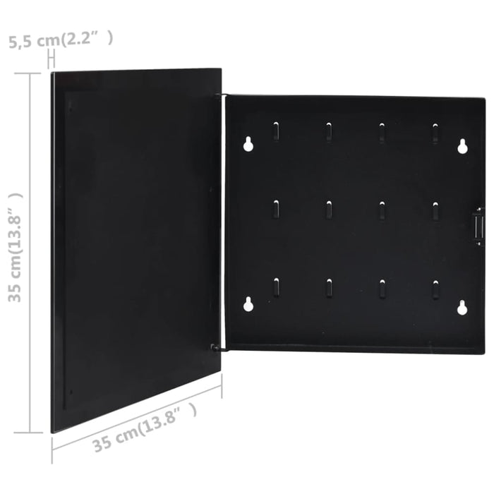 Key Box with Magnetic Board Black 35x35x5.5 Cm Txxiii