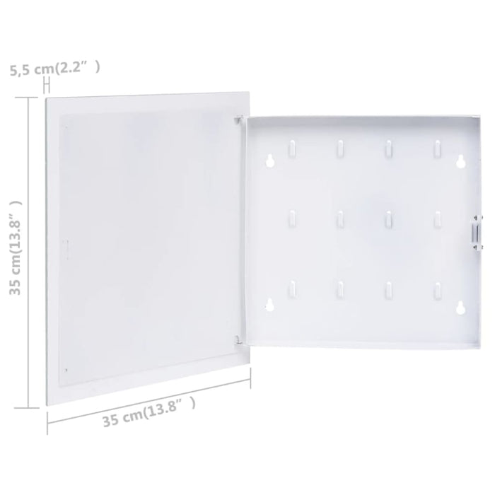 Key Box with Magnetic Board White 35x35x5.5 Cm Txxiil