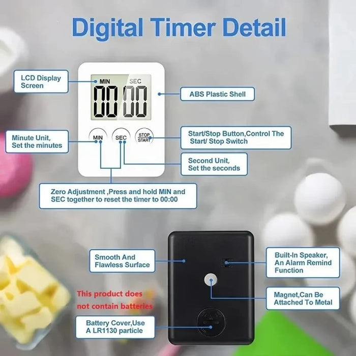 Magnetic Kitchen Timer Digital Led Display Loud Alarm Count