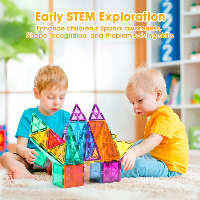 100Pcs Kids Magnetic Tiles Blocks Building Educational Toys Child Gift