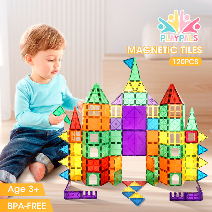 120Pcs Kids Magnetic Tiles Blocks Building Educational Toys Child Gift