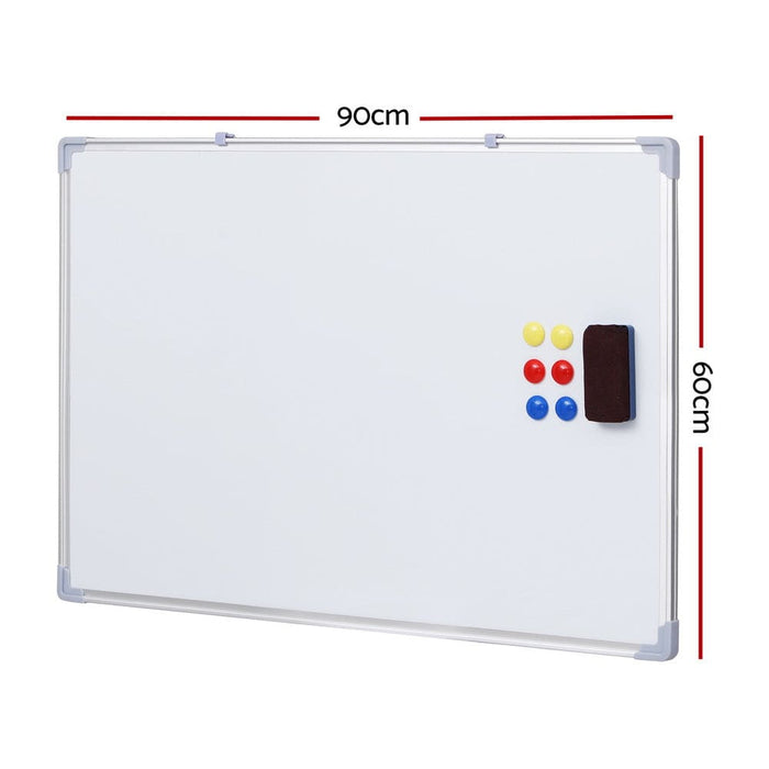 Magnetic Whiteboard 60x90cm Erase Board Marker Eraser Tray