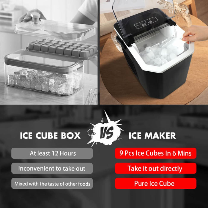 Ice Maker Machine 2.2l Portable Cube Tray Bar Countertop