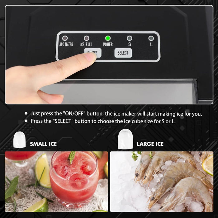 Ice Maker Machine 2.2l Portable Cube Tray Bar Countertop