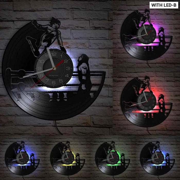 Man Cave Arm Wrestling Vinyl Record Wall Clock