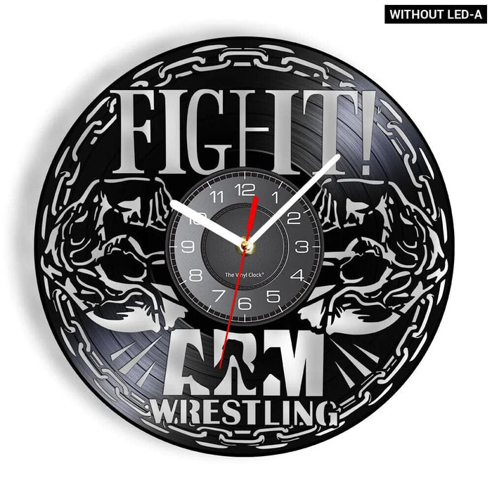 Man Cave Arm Wrestling Vinyl Record Wall Clock