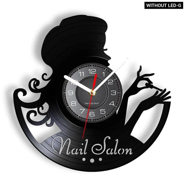 Manicure Salon Vinyl Record Wall Clock