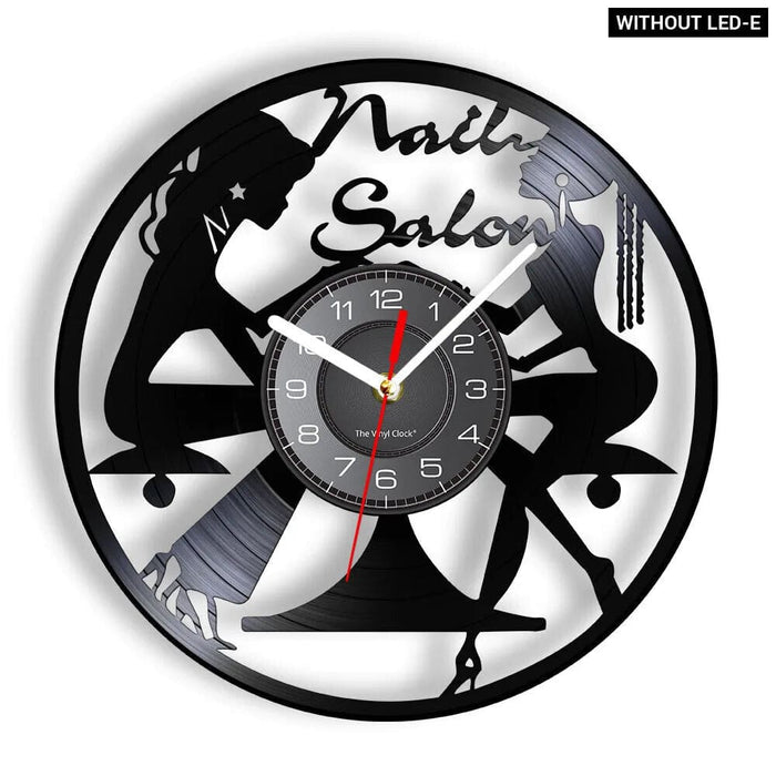 Manicure Salon Vinyl Record Wall Clock