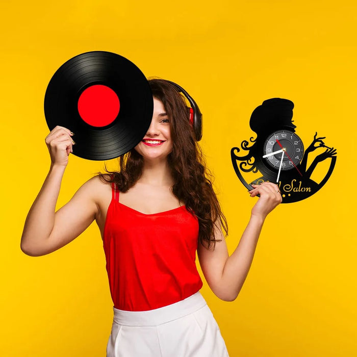 Manicure Salon Vinyl Record Wall Clock