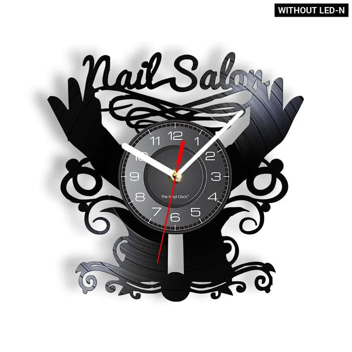 Manicure Salon Vinyl Record Wall Clock