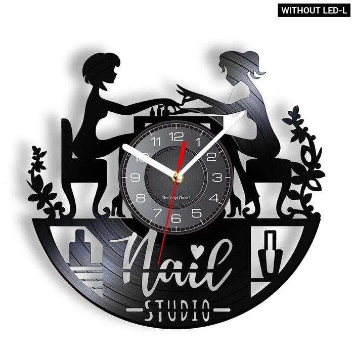 Manicure Salon Vinyl Record Wall Clock