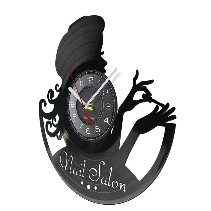 Manicure Salon Vinyl Record Wall Clock